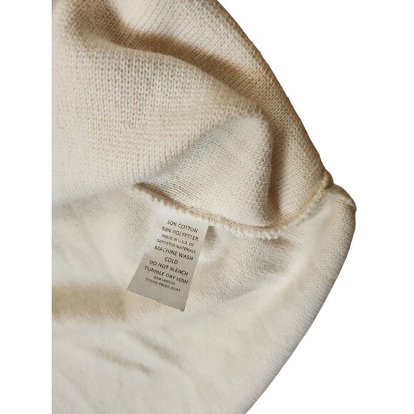 Town Pride Apres Ski Vail Sweater Womens Small Cream Oversized Drop Shoulders - Picture 9 of 9